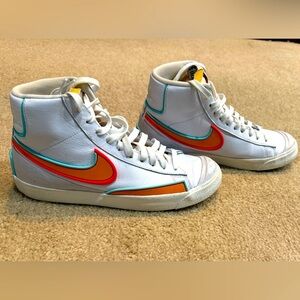 Nike Blazer Mid ’77 Double-Swoosh Logos pink blue orange- great condition!🧡🩵🩷